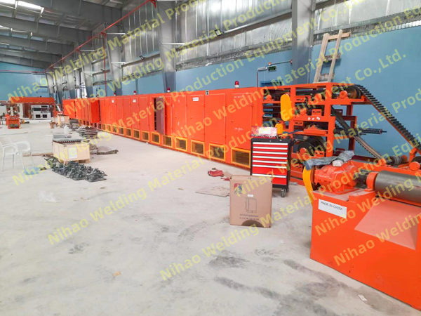 Spiral powdered welding rod production line